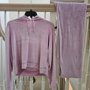 Juicy Couture Pink Velour Hoodie and Pants Set